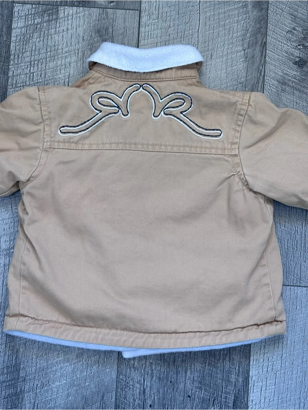 VTG Rocawear Roca Baby Jacket Coat Tan Sherpa Fleece Lined Double Breasted 0-6M